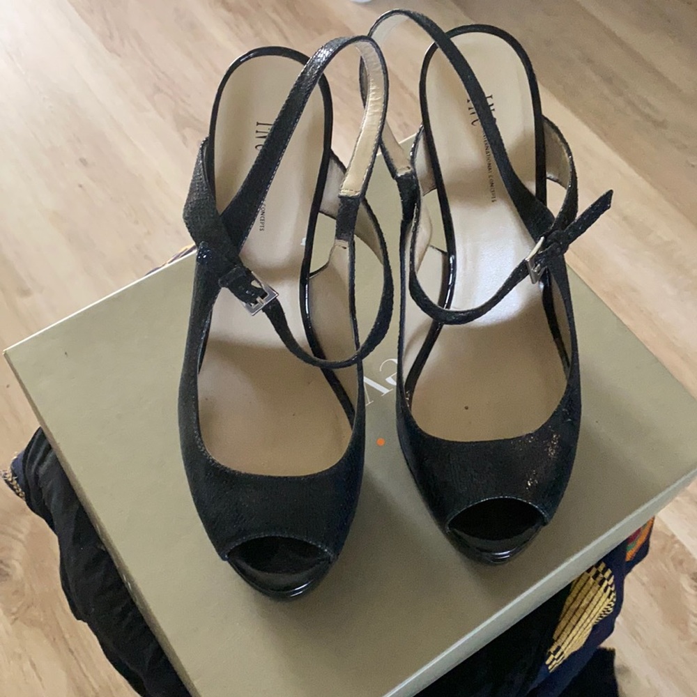INC strapped Paten leather 4-5 inch heels